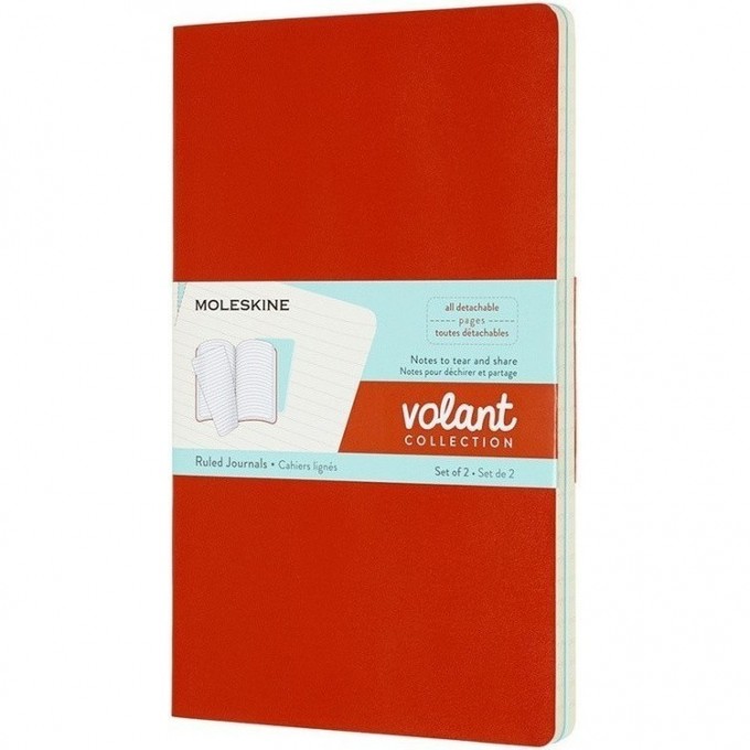 Блокнот MOLESKINE VOLANT POCKET, линейка, оранжевый/голубой QP711F16B24